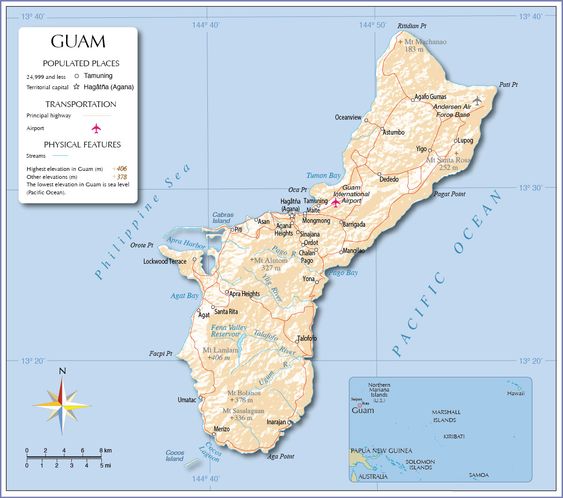 Map of populated places in Guam